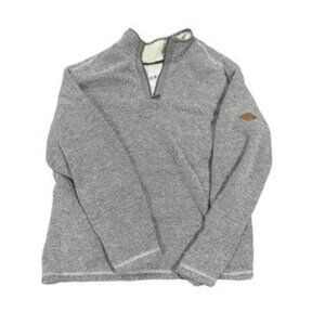 Grey orvis quarter zip sweater.
